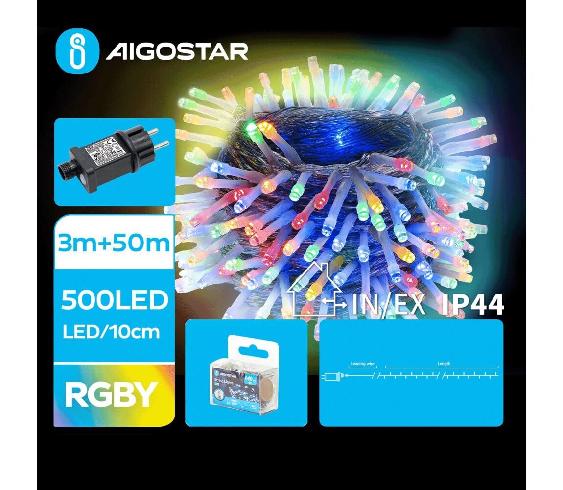 B.V.  - LED Venkovní vánoční řetěz 500xLED/8 funkcí 53m IP44 multicolor B103031PE