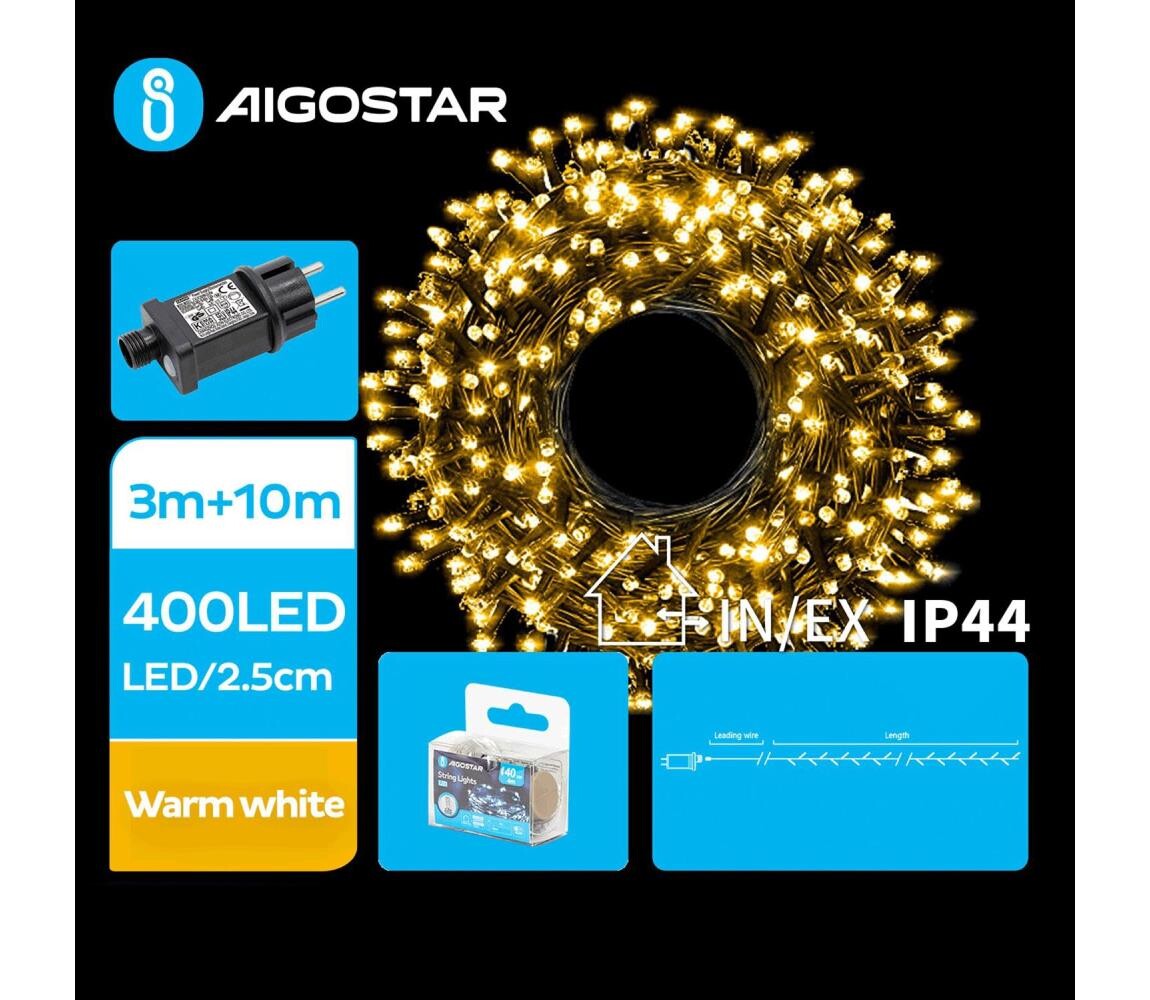 B.V.  - LED Venkovní vánoční řetěz 400xLED/8 funkcí 13m IP44 teplá bílá B103031OC