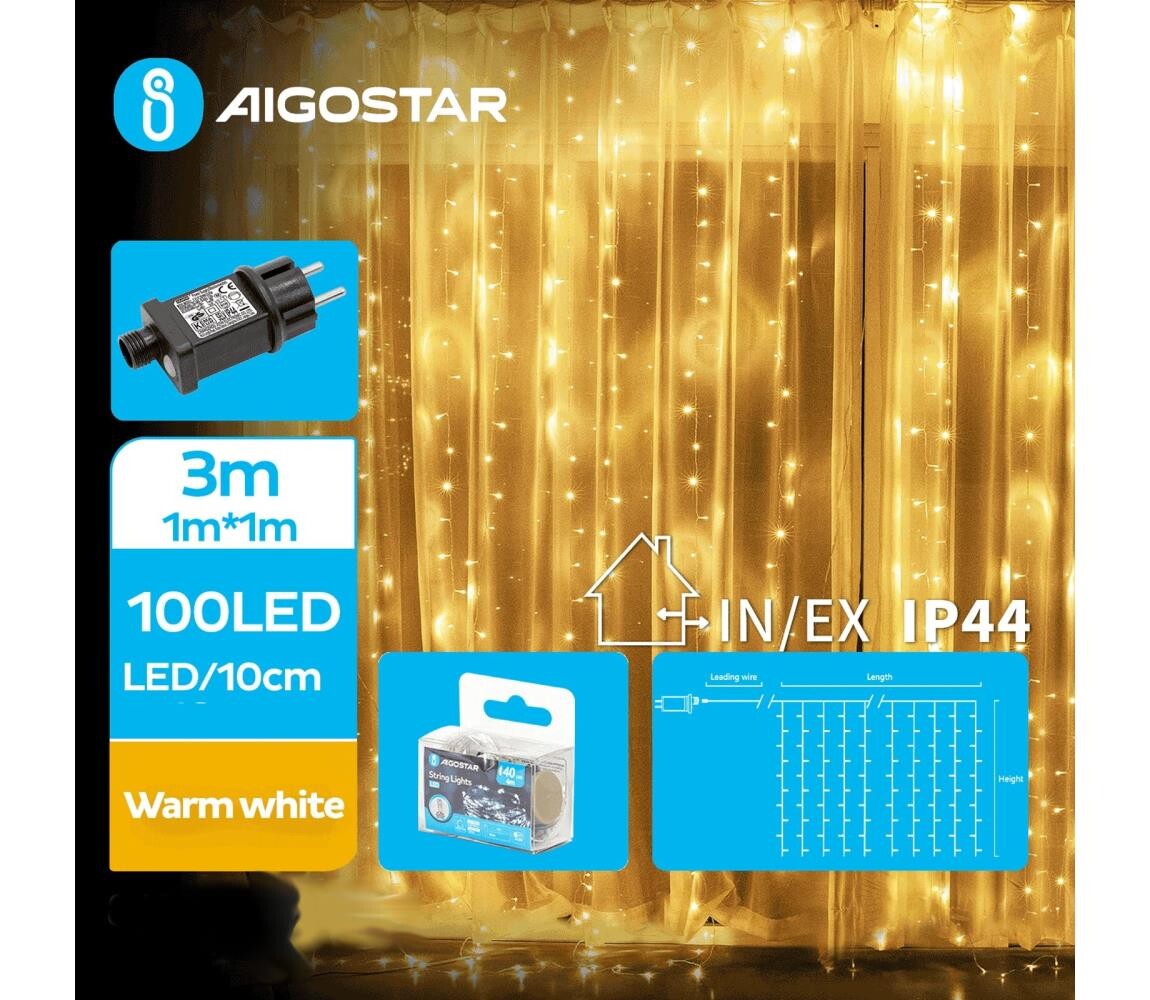 B.V.  - LED Venkovní vánoční řetěz 100xLED/8 funkcí 4x1m IP44 teplá bílá B103031O1