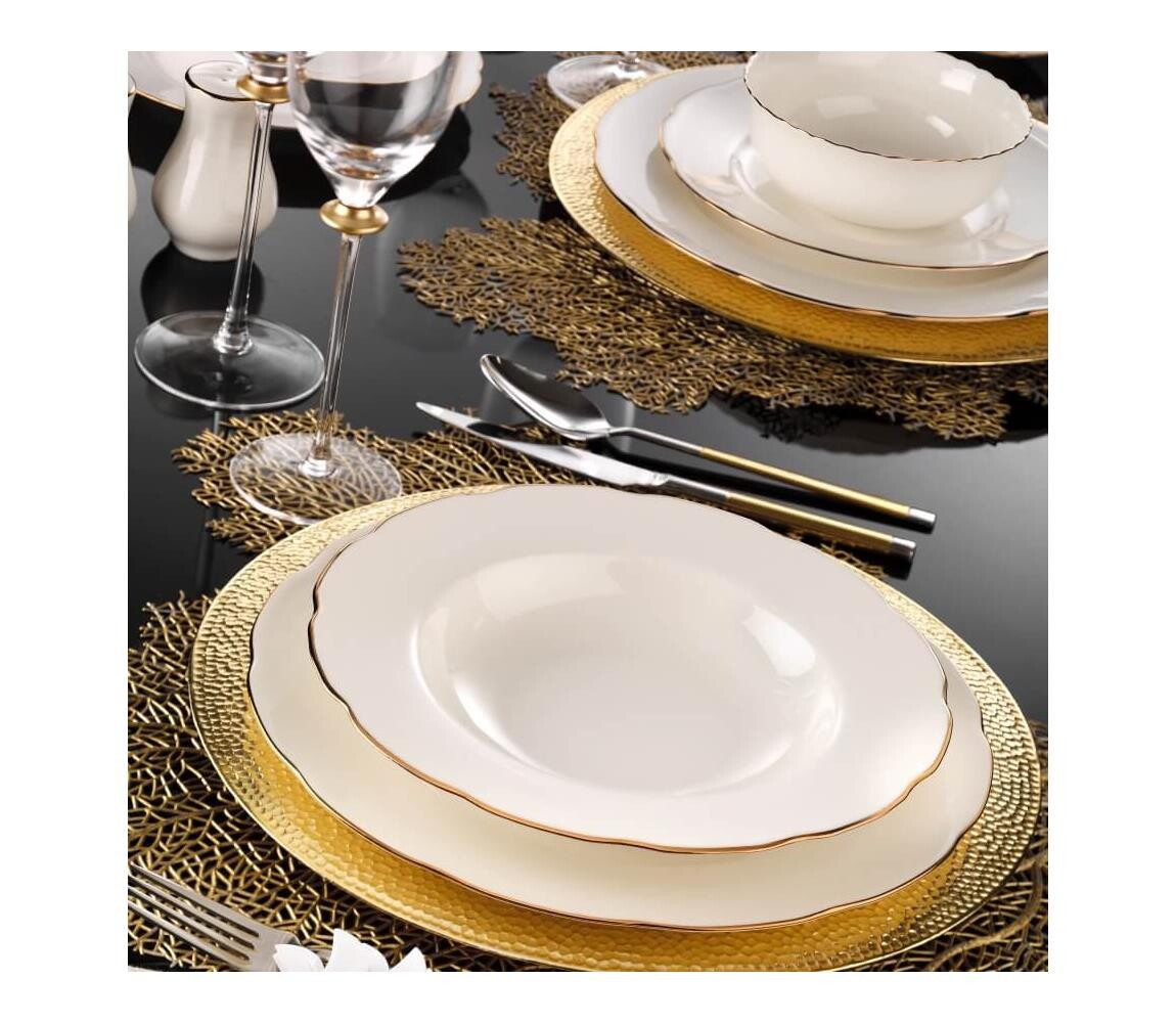 Jídelní sada 83 ks bílá/měděná/porcelán 710KTP2797