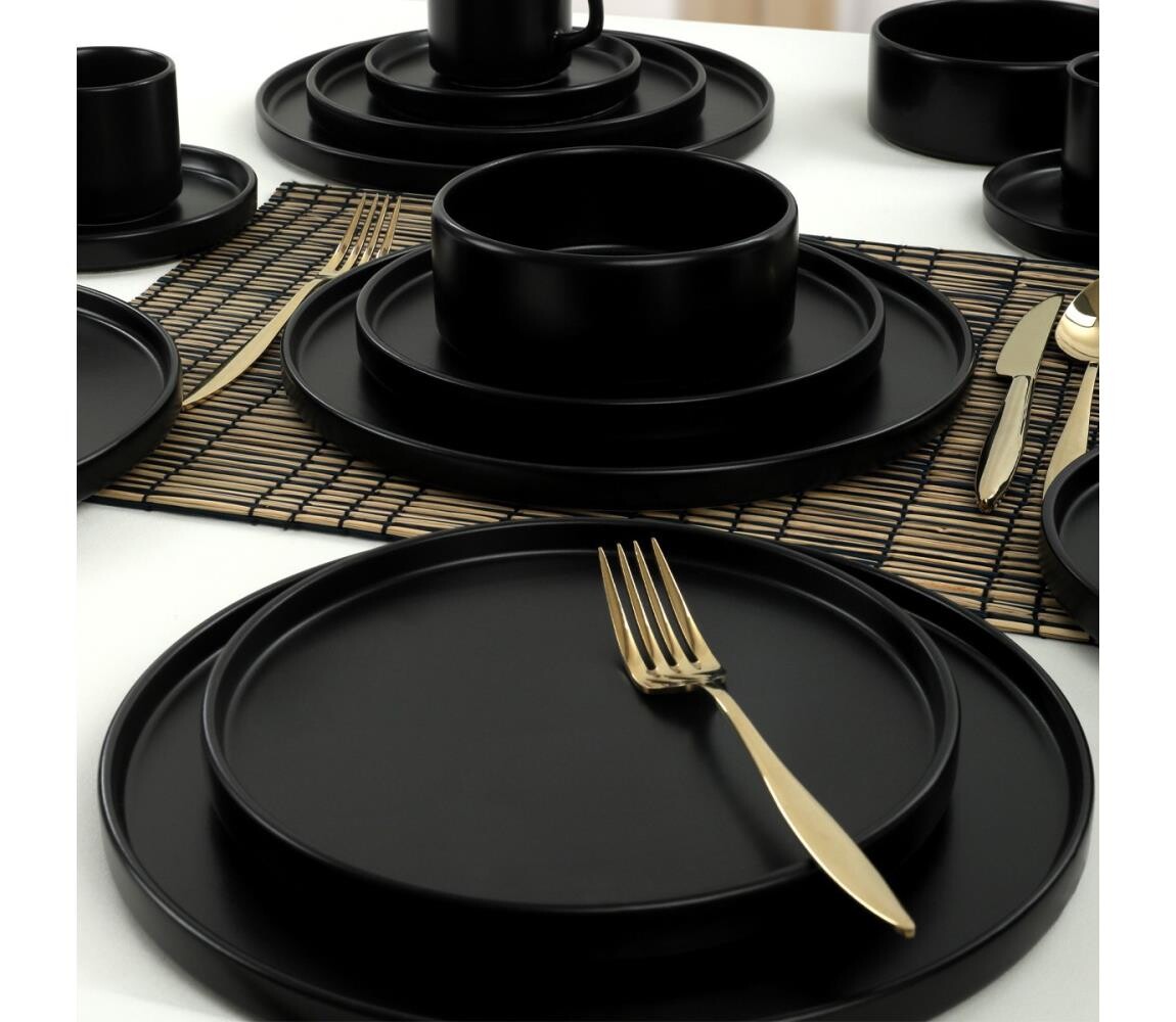 Jídelní sada 20 ks černá/kamenina 275KRM1611