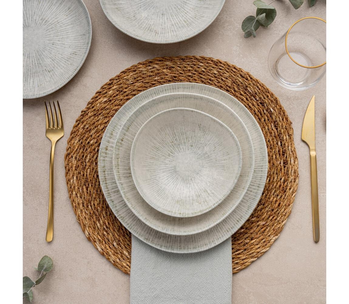 Jídelní sada 24 ks šedá/porcelán 387GRP1364