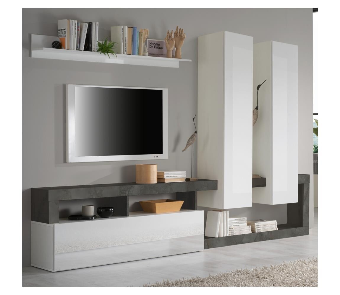 MC Akcent Obývací stěna LENOR bílá/antracit 769030OX