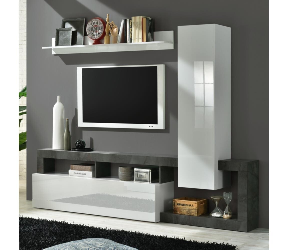 MC Akcent Obývací stěna LENOR bílá/antracit 759030OX