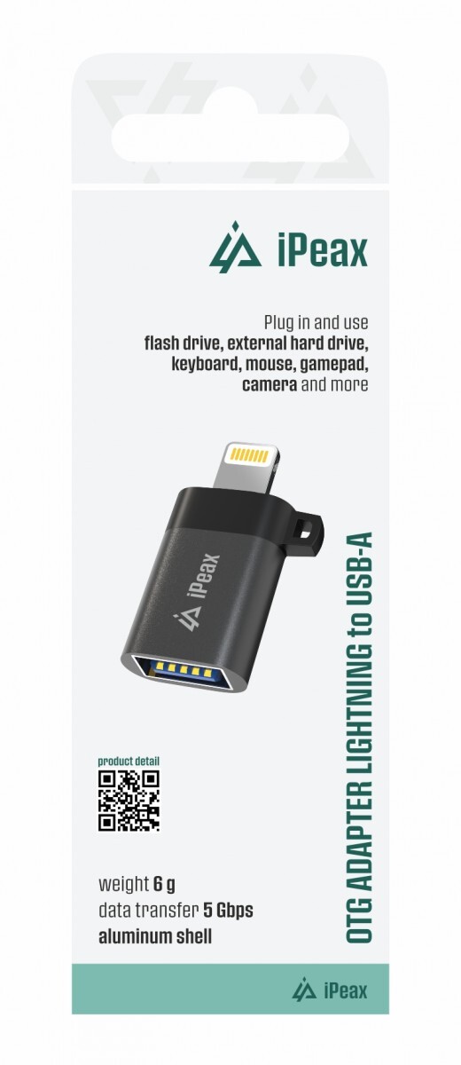 Adaptér iPeax OTG Lightning - USB-A (samice) černý