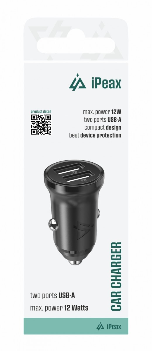 Adaptér do auta iPeax cl-01, 2,4A, 2x USB-A černý