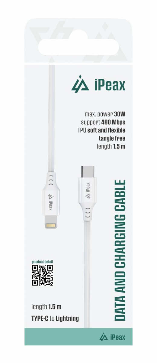 TPU kabel iPeax USB-C - Lightning 1,5m, USB 2.0 bílý