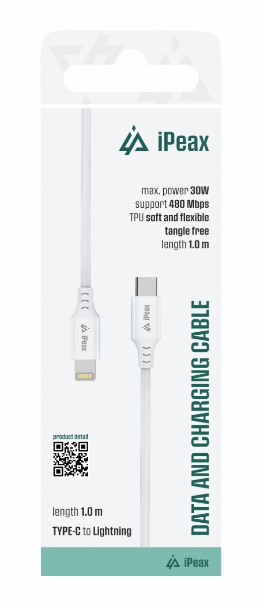 TPU kabel iPeax USB-C - Lightning 1m, USB 2.0 bílý