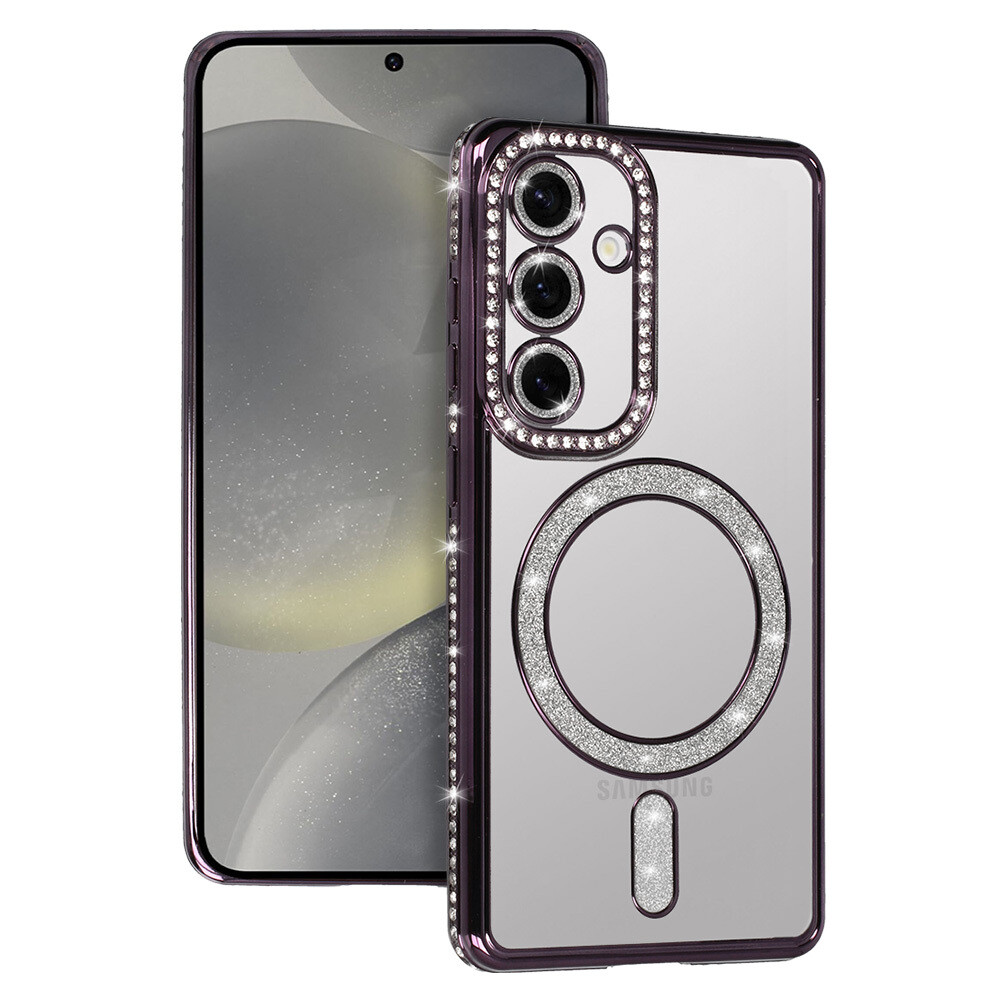 Zadní kryt Bling Magsafe pro Samsung Galaxy S25 FE purple