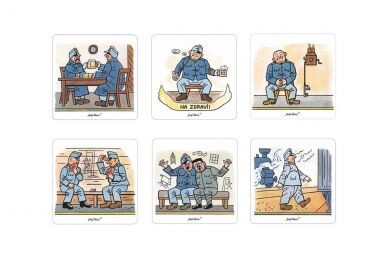 Dřevěný podtácek Dobrý voják Švejk 6 ks – Josef Lada ©