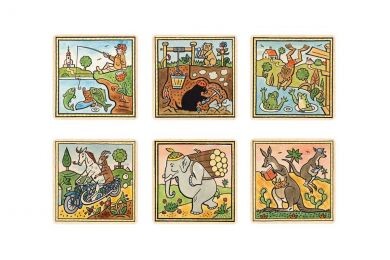 Dřevěný podtácek Zvířata 6 ks – Josef Lada ©