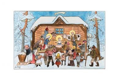 Dřevěný betlém v zimě – Josef Lada ©