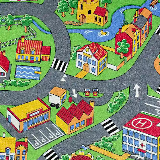 AKCE: 98x200 cm Dětský kusový koberec Little Village 90 - obšitý ze všech stran, šíře, vícebarevná, filc, dětský pokoj, Associated Weavers