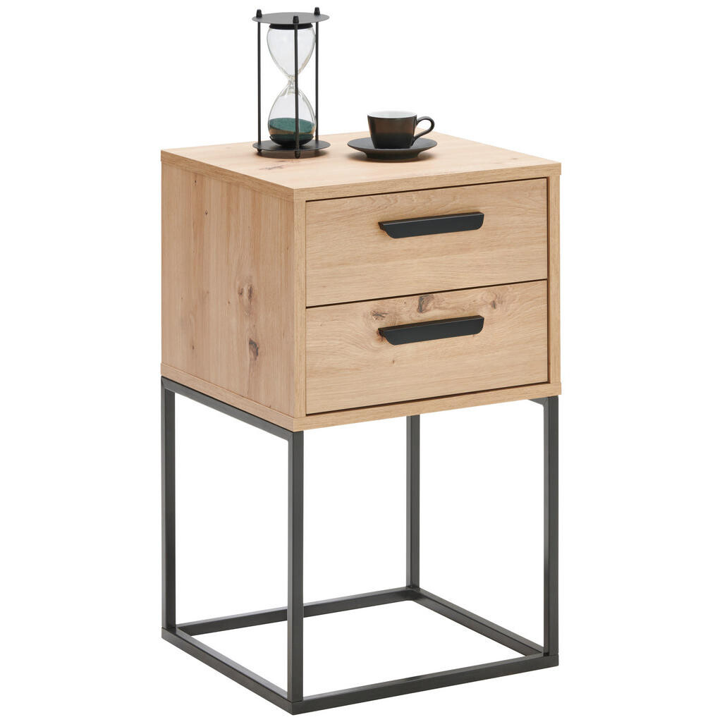 Carryhome NOČNÍ STOLEK, černá, dub artisan, 40/65/38,5 cm