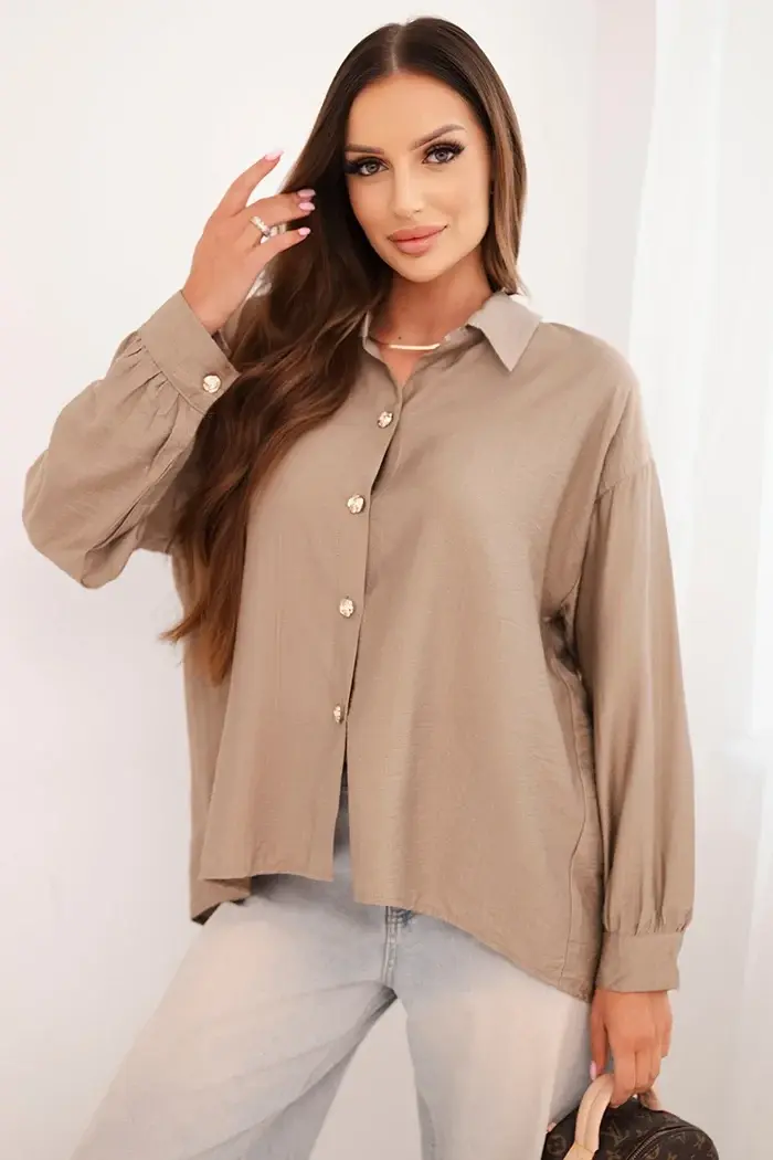 Kesi Włoski Dámská elegantní košile z viskózy s ozdobnými knoflíky fango