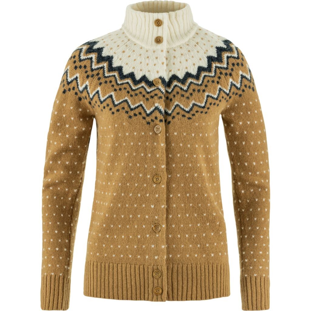 FJÄLLRÄVEN Övik Knit Cardigan W, Buckwheat Brown-Chalk White (vzorek) velikost: S