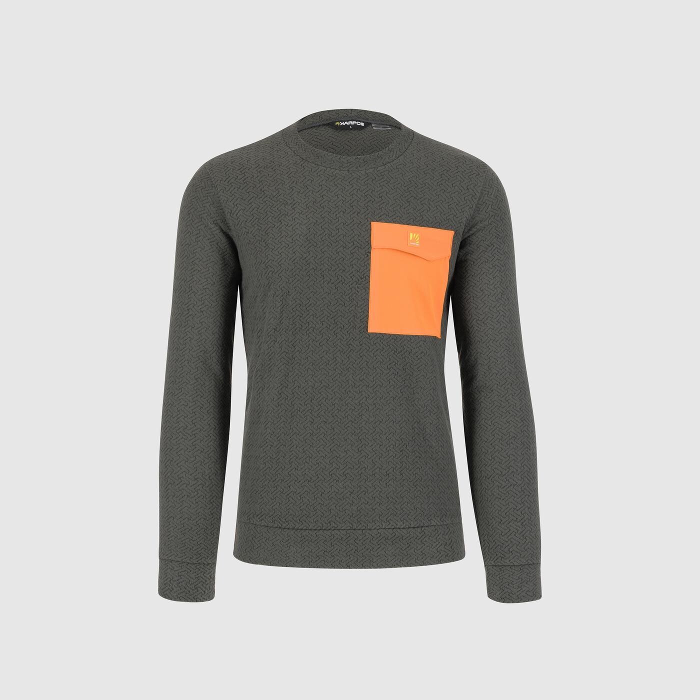 KARPOS Mesdi' Crewneck Fleece, Woodl.Gray/Vibr.Orange velikost: L