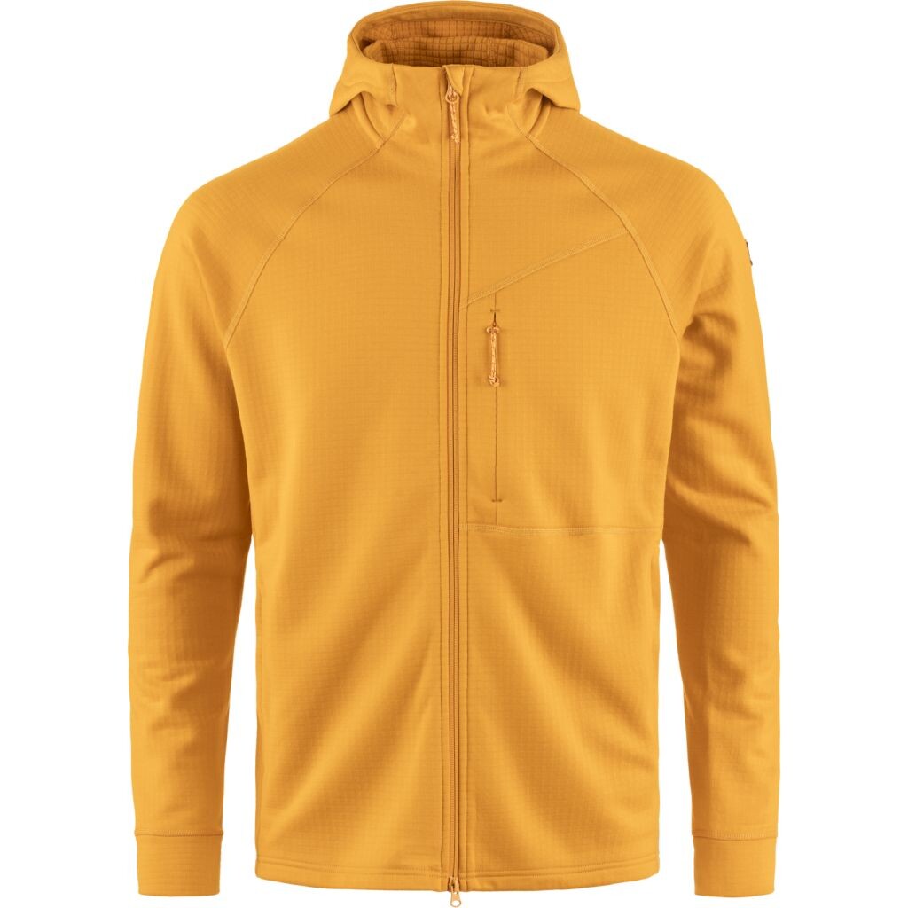 FJÄLLRÄVEN Abisko Grid Fleece Hoodie M, Mustard Yellow (vzorek) velikost: M