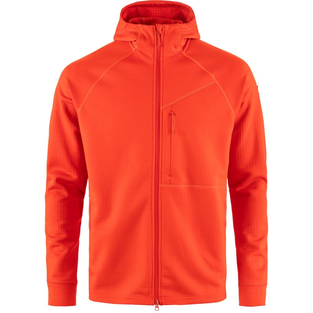 FJÄLLRÄVEN Abisko Grid Fleece Hoodie M, Flame Orange (vzorek) velikost: M