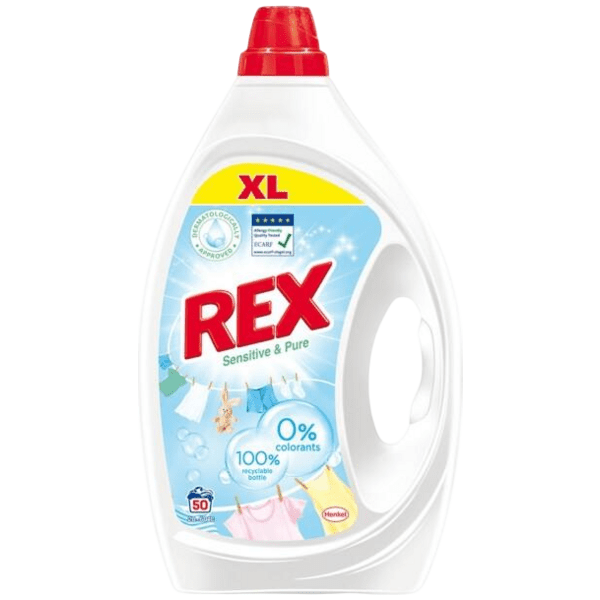 REX prací gel Sensitive & Pure 50 praní, 2,25L