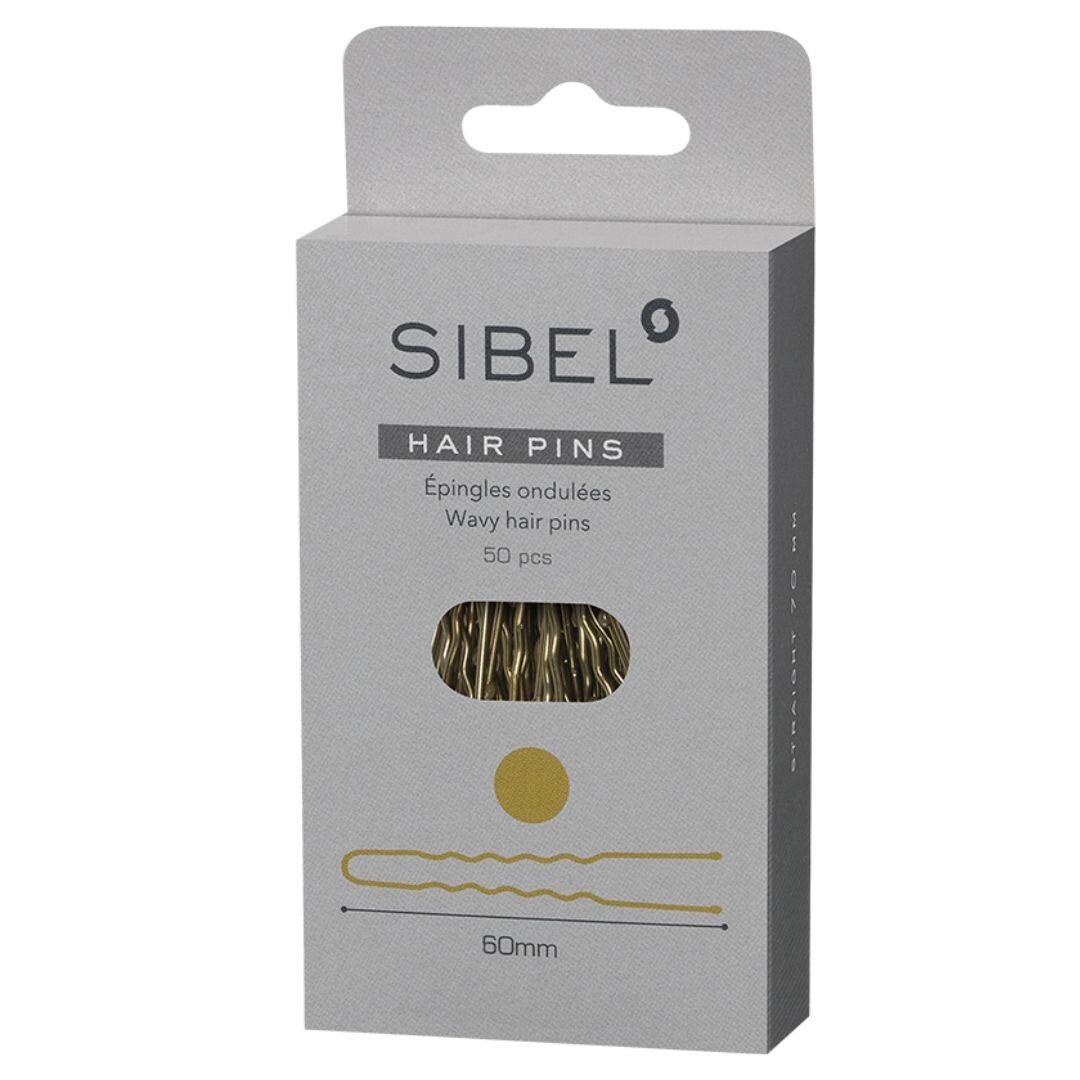 Vlásenky do vlasů profilované, barva zlatá Sibel P005419 - 60 mm / 6 cm - 50 ks