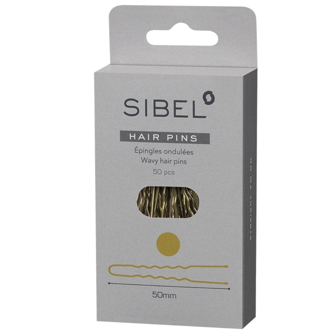Vlásenky do vlasů profilované, barva zlatá Sibel P005417 - 50 mm / 5 cm - 50 ks