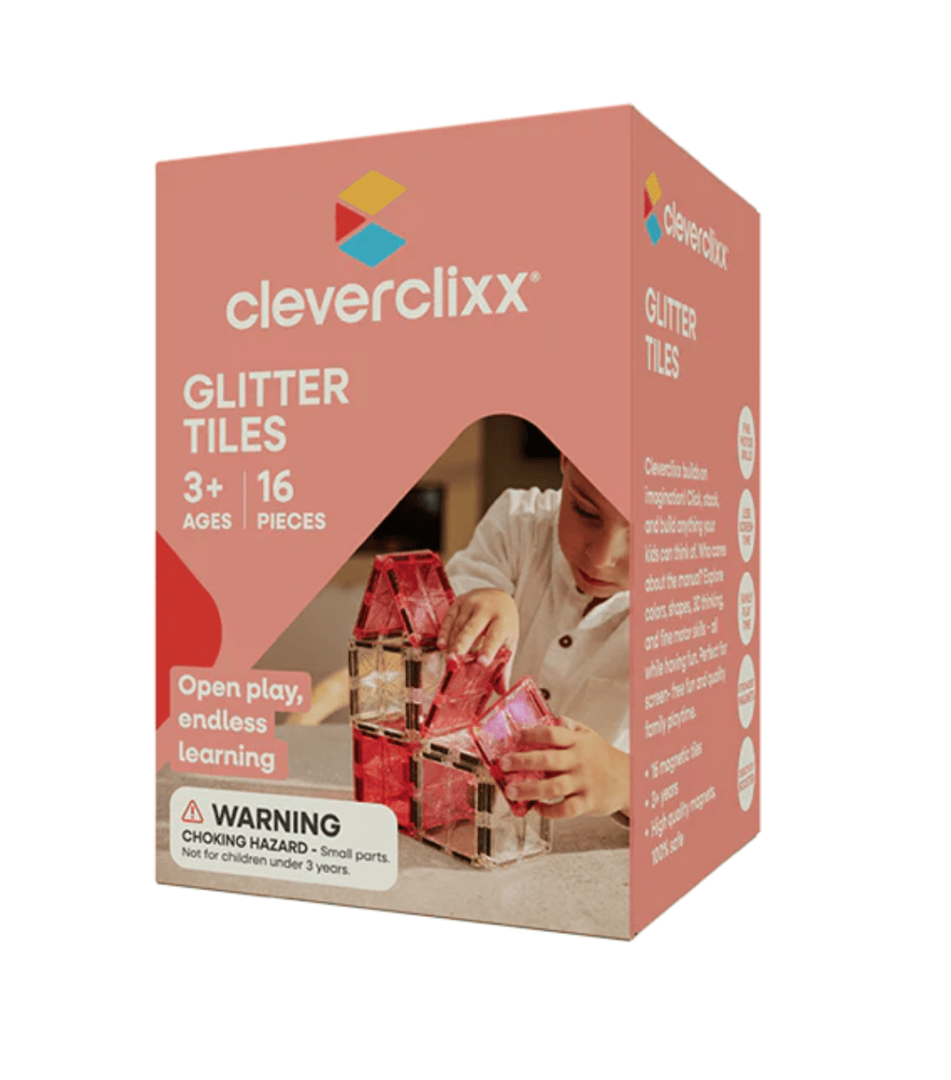 mamido Cleverclixx Tiles Magnetická stavebnice třpytivé díly 16 ks