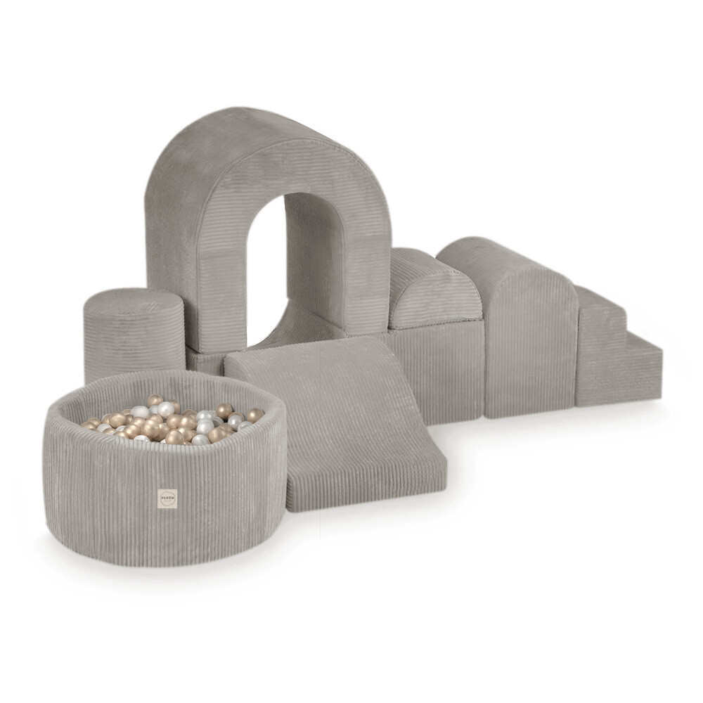 PLUSH NEST PLUSH NEST Hrací hrad s bazénem a 150 míčky prémiový béžový manšestr