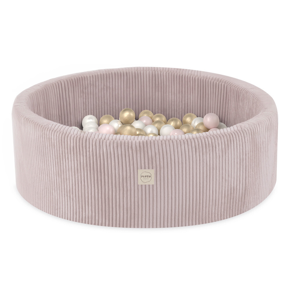 PLUSH NEST PLUSH NEST Suchý bazén kulatý Manšestr světle růžový Ø 90 × 30 cm s 200 míčky
