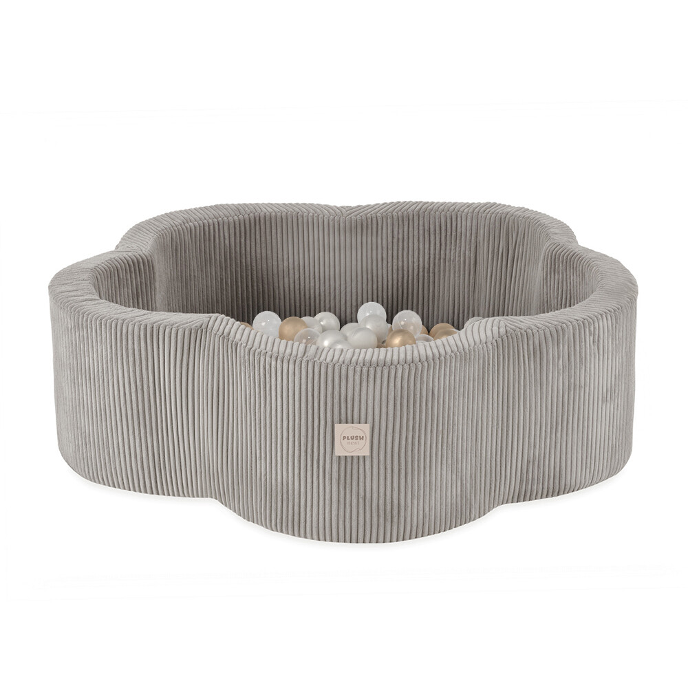 PLUSH NEST PLUSH NEST Suchý bazén Květinová zóna 95 × 30 cm – Prémiový béžový manšestr s 200 míčky