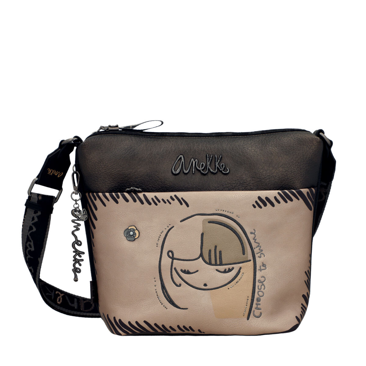 Anekke dámská stylová crossbody kabelka - šedo hnědá - One size