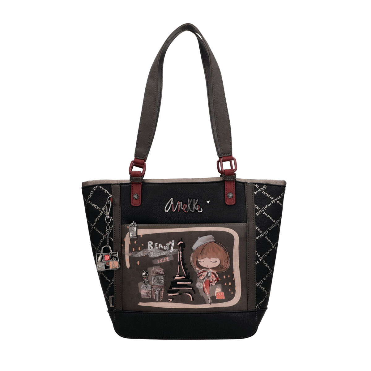 Anekke dámská stylová kabelka přes rameno - černo hnědá - One size