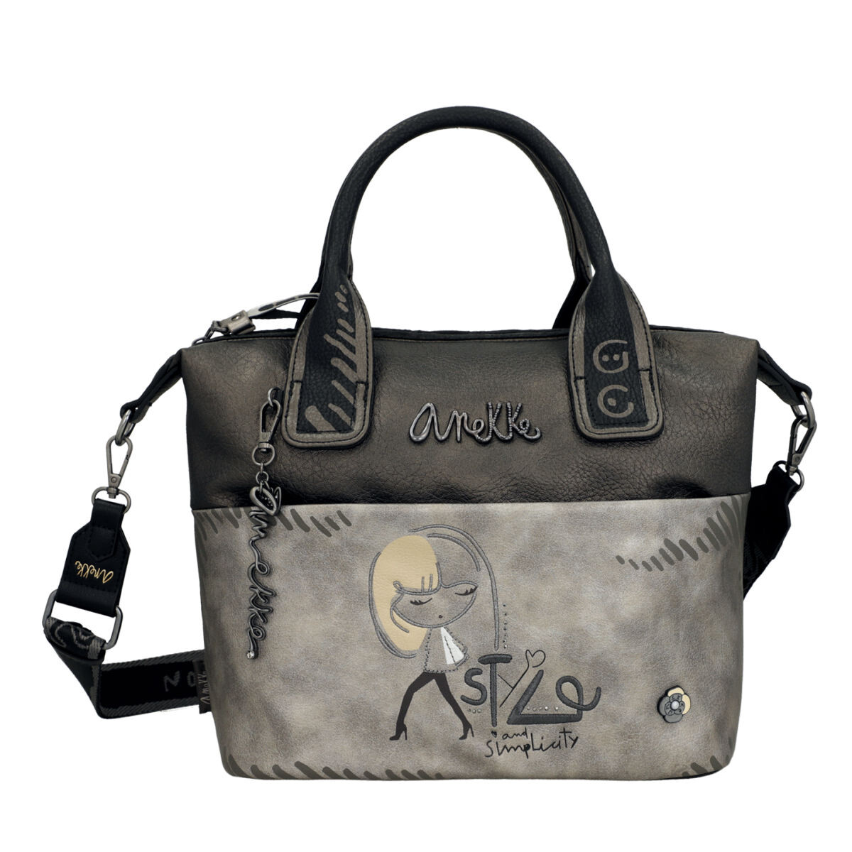 Anekke dámská stylová kabelka do ruky - šedo hnědá - One size