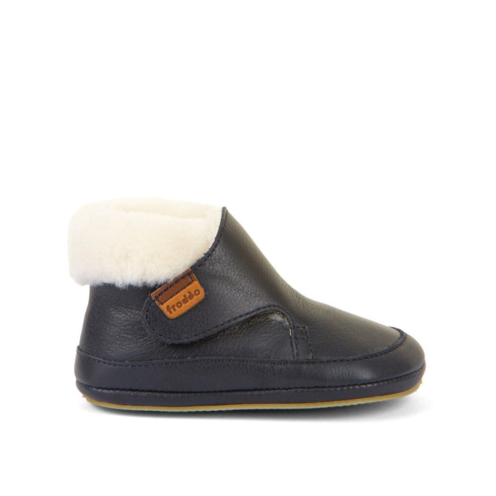 FRODDO ZIMNÍ CAPÁČKY FURRY WALKERS Dark Blue Dětské první zateplené barefoot botičky - 22