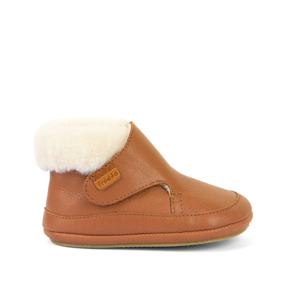 FRODDO ZIMNÍ CAPÁČKY FURRY WALKERS Cognac Dětské první zateplené barefoot botičky - 20