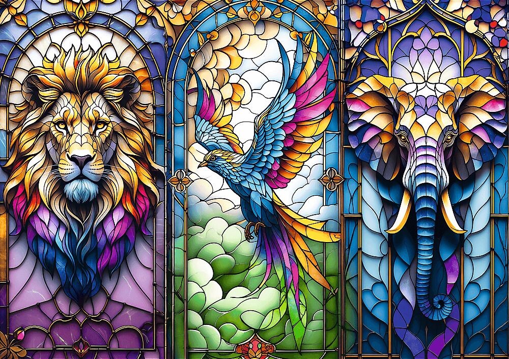 Trefl Puzzle 1000 Vitráž: Zvířata