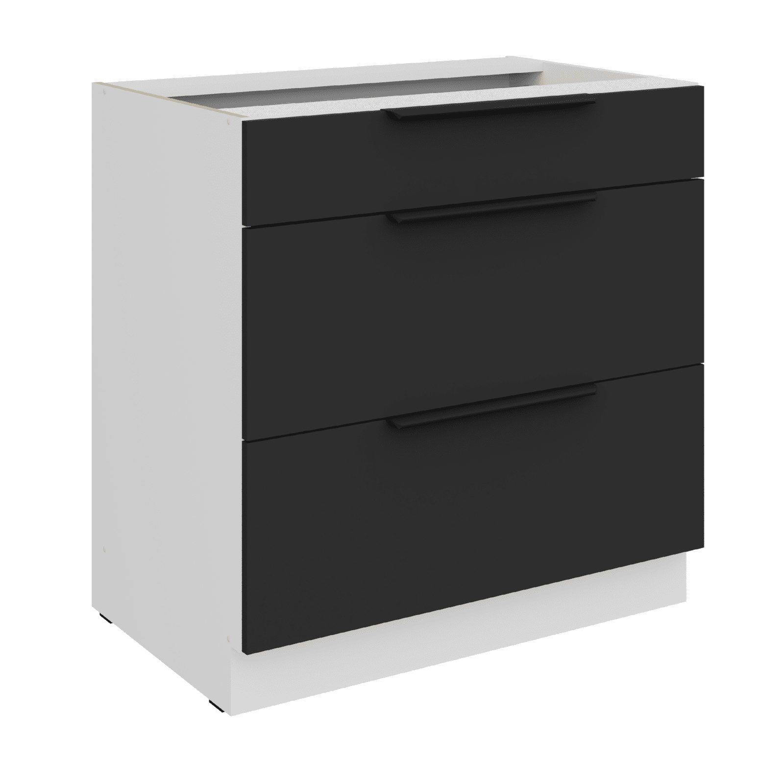 Spodní skříňka Aria 80 D 3S BB - Premium Box Barva korpusu: Bílá, Barva dvířek: BL - Black AFM