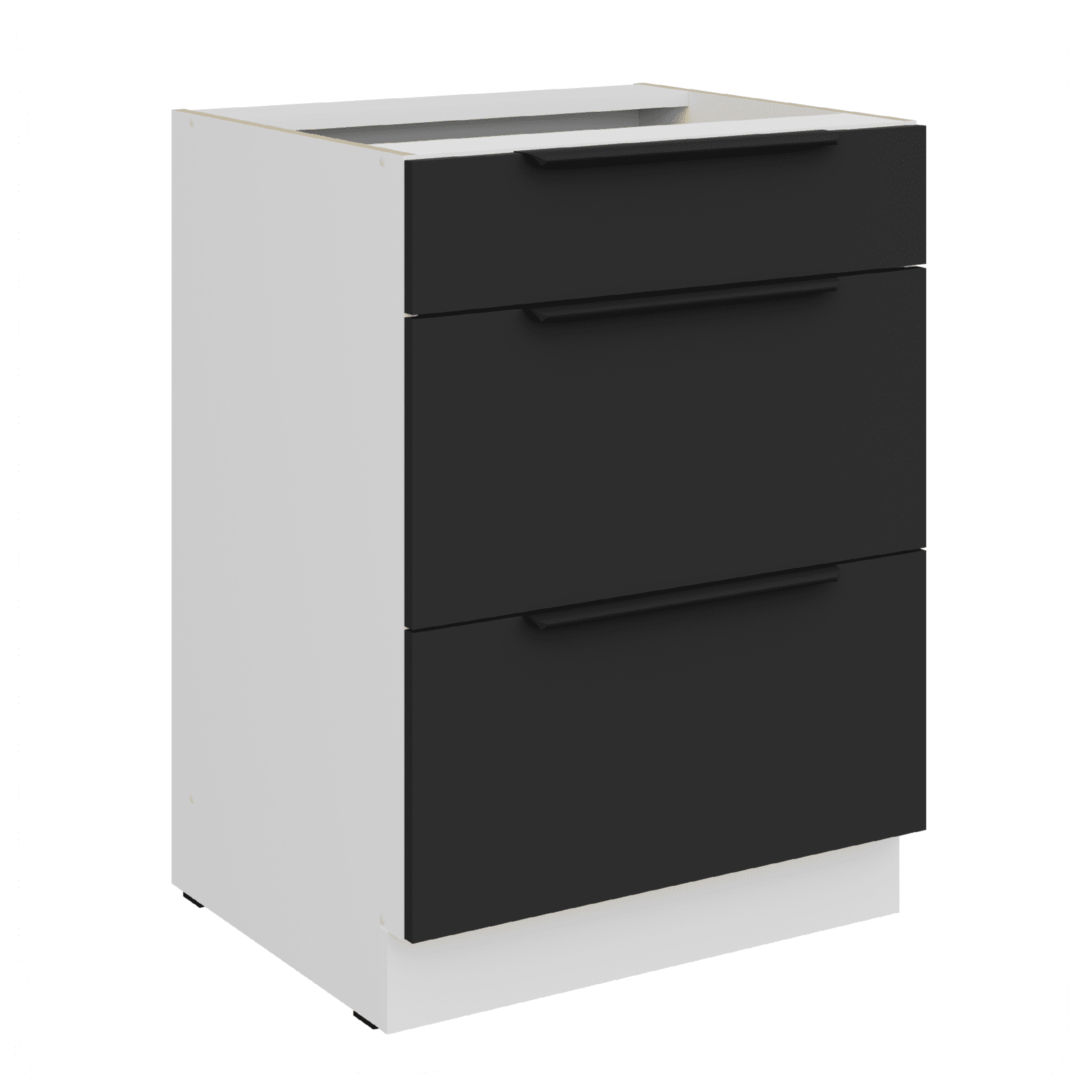 Spodní skříňka Aria 60 D 3S BB - Premium Box Barva korpusu: Bílá, Barva dvířek: BL - Black AFM