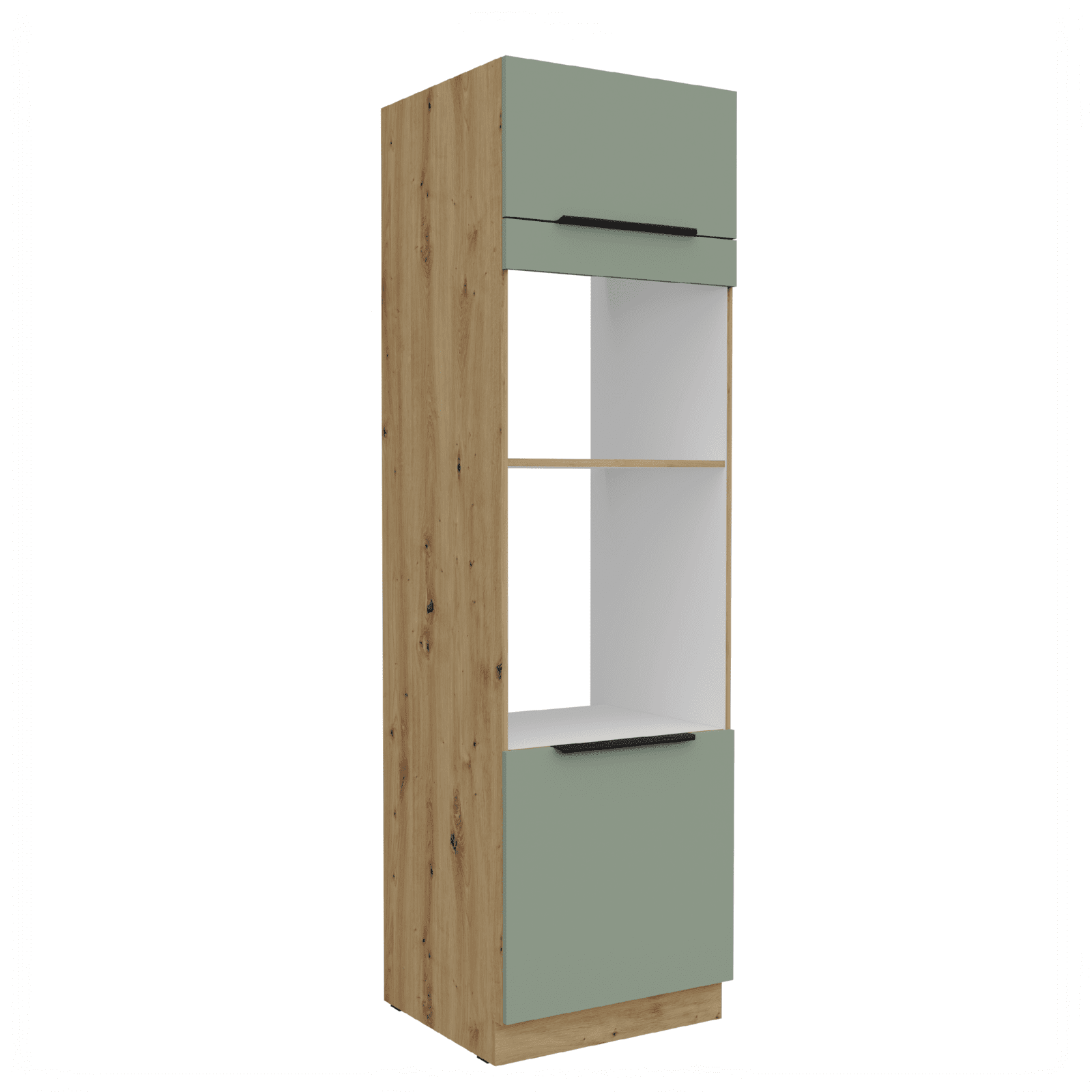 Vysoká skříňka pro vestavnou a mikrovlnou troubu Aria 60 DPM-210 2F Barva korpusu: Bílá, Barva dvířek: BL - Black AFM