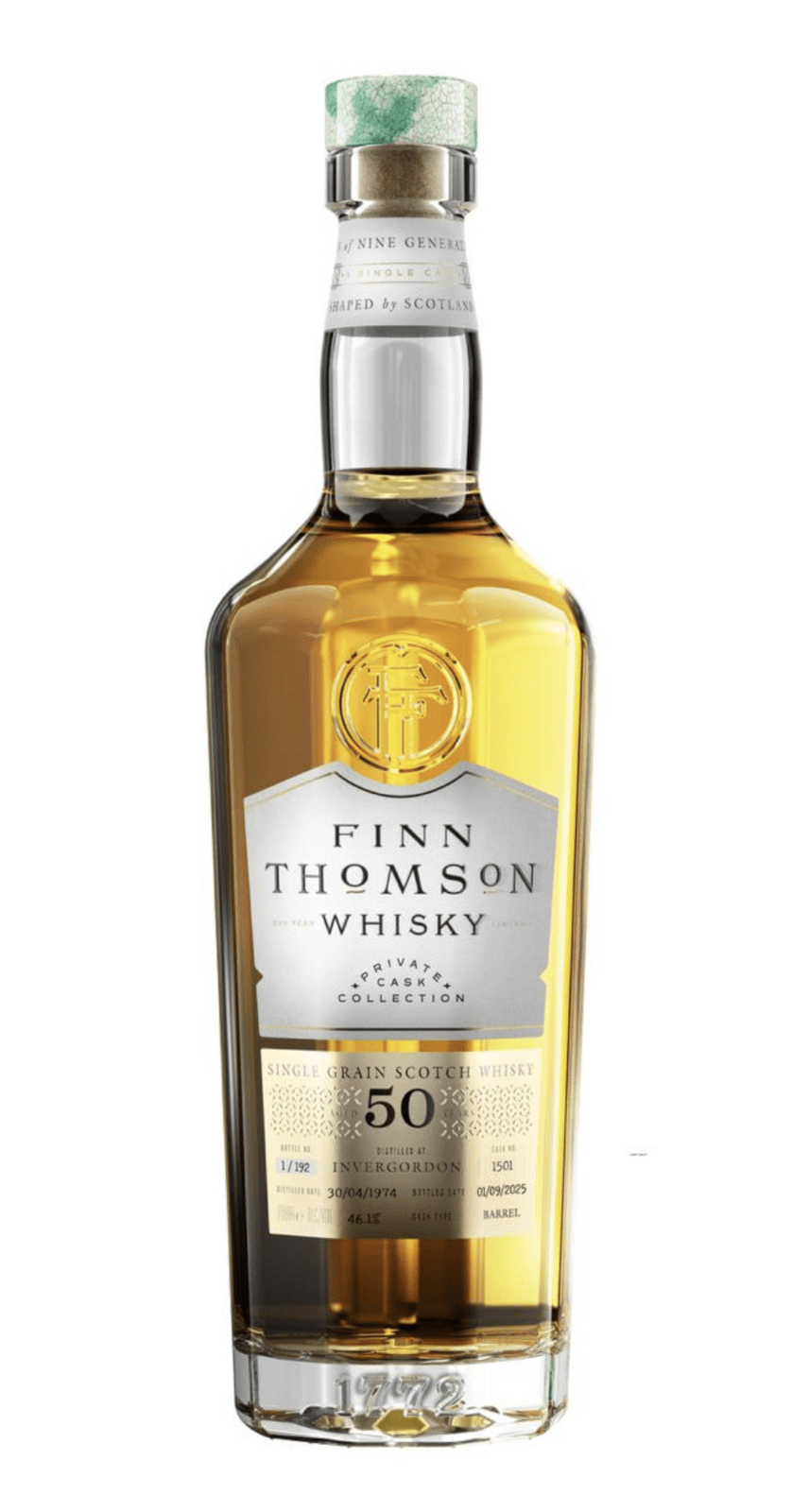 Finn Thomas whisky Invergordon 50 YO láhev