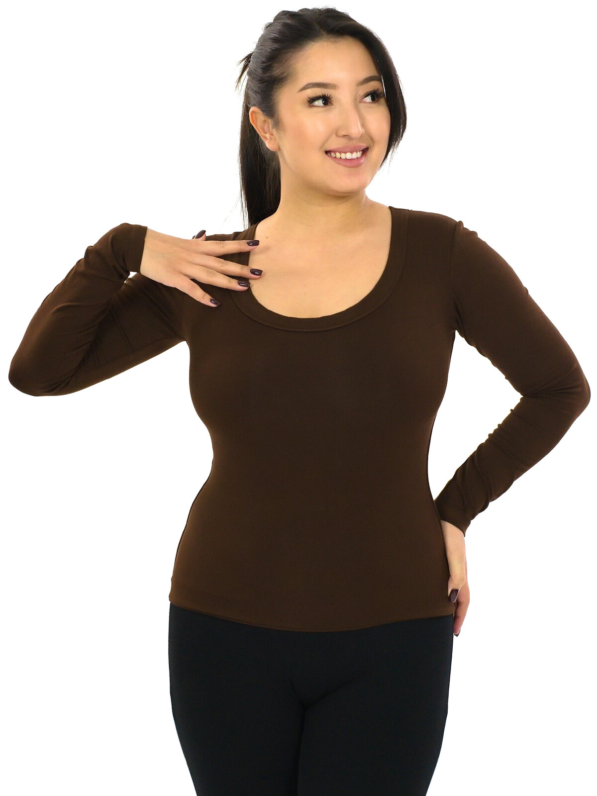 Himalife Tvarující tričko Plain Hari - hnědá Velikost: S/M