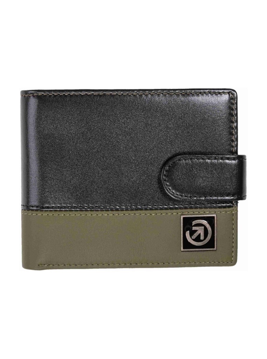 Kožená peněženka meatfly nathan premium černá/olivová one size