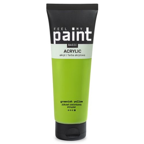 Akrylová barva FeelMyPaint 120 ml ZELENOŽLUTÁ - certifikace o bezpečnosti dětských hraček