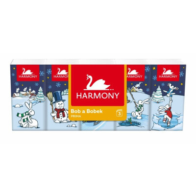 Harmony Prima papírové kapesníčky Bob & Bobek 3vrstvé 10 x 10 ks