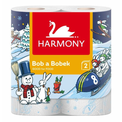 Harmony Good For Food kuchyňské utěrky Bob & Bobek 2vrstvé, 90 útržků, 2 role
