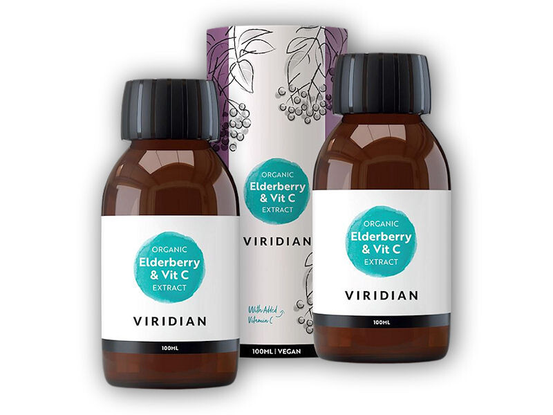 Viridian Elderberry Extract + Vitamin C 100ml Organic 1 + 1 ZDARMA
