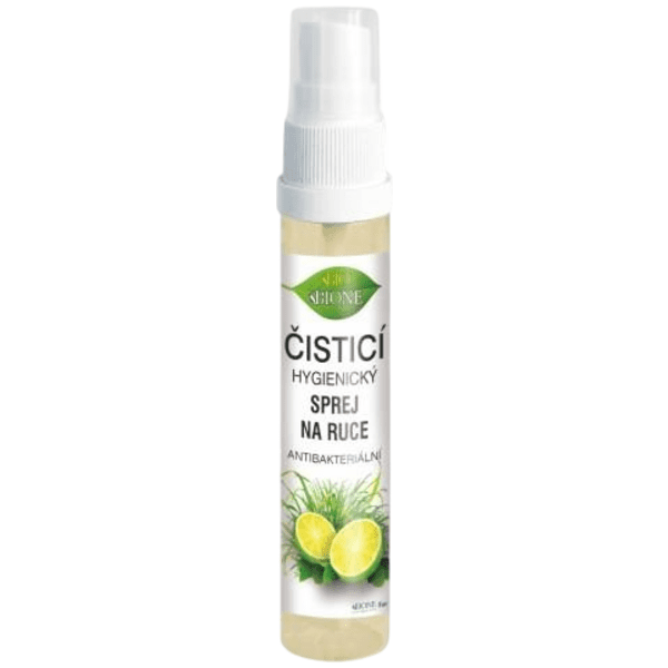 Čistící hygienický sprej na ruce s alkoholem a prodlouženým účinkem LEMONGRASS + LIMETKA 27 ml
