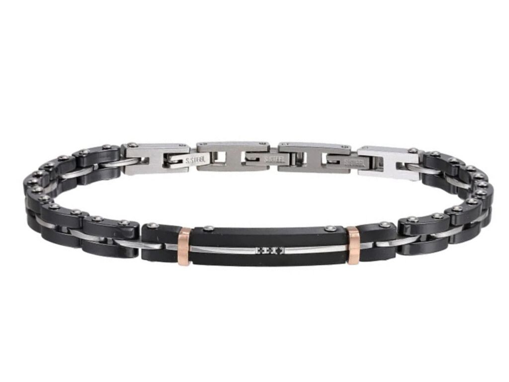 Pánský náramek Bangle Black chirurgická ocel 2685