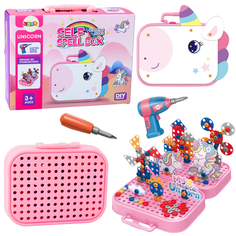 mamido Konstrukční jednorožčí sada v kufříku s vrtačkou