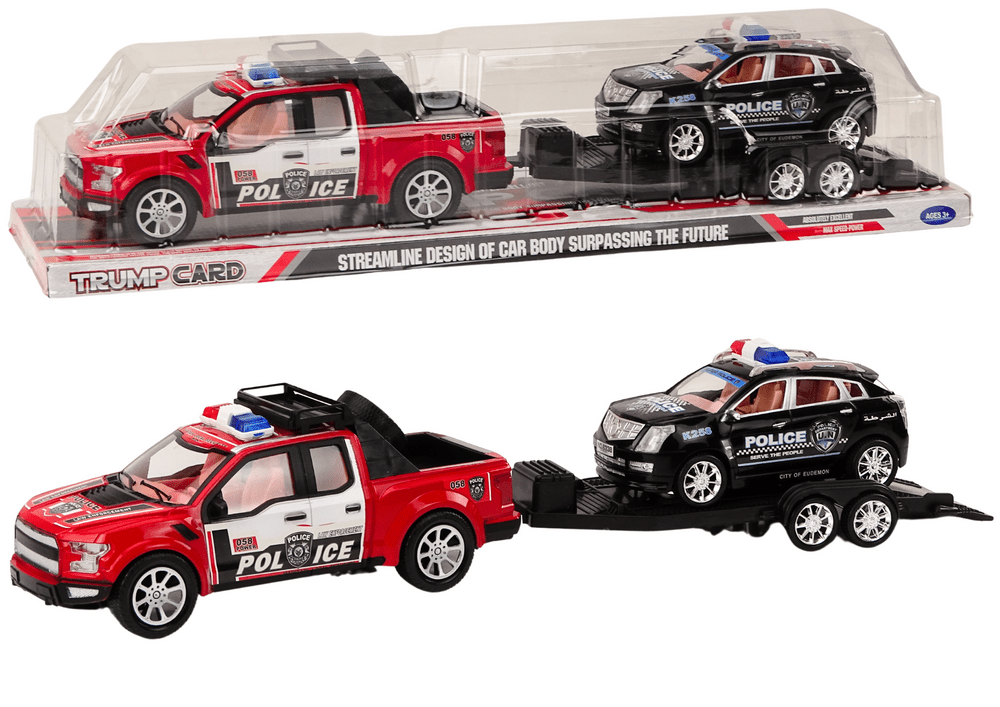 mamido Policejní pickup s přívěsem a terénním autem - Set policie